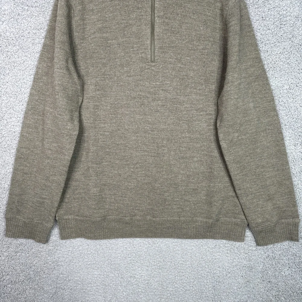 Banana Republic Mens XL Sweater 100% Wool 1/4 Zip Gray Olive Pullover Knit Warm